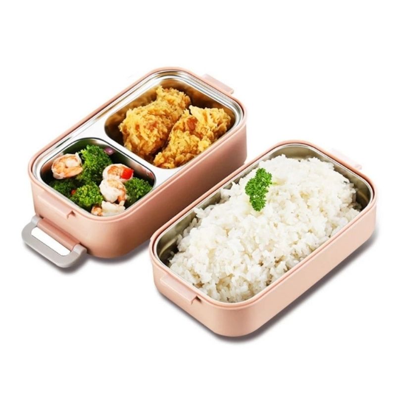 Lunch Box, Fiambrera, Tupper 2 Niveles con Asa, LBP, Acero Inox, Contenedor Alimentos, 21cm (8.2in) -Azul