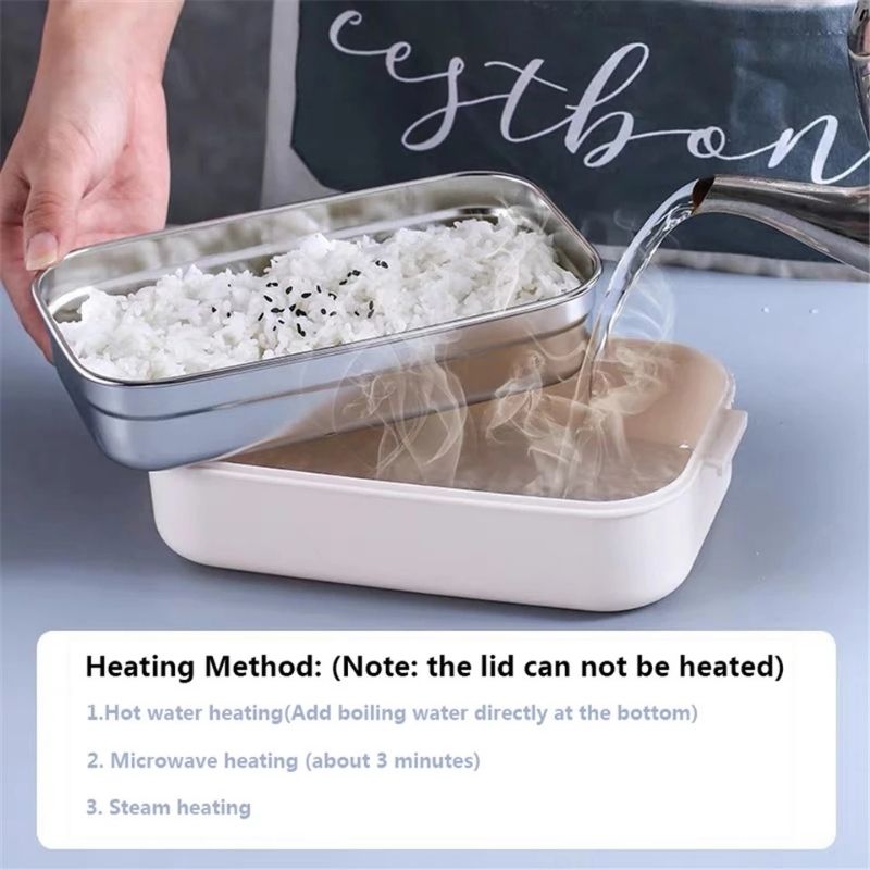 Lunch Box, Fiambrera, Tupper 2 Niveles con Asa, LBP, Acero Inox, Contenedor Alimentos, 21cm (8.2in) -Azul