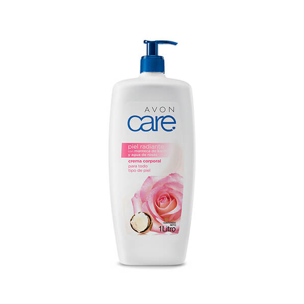 Avon Care Piel Radiante Manteca de Karite y Agua de Rosas Crema Corporal para Piel para Todo Tipo 1 L.