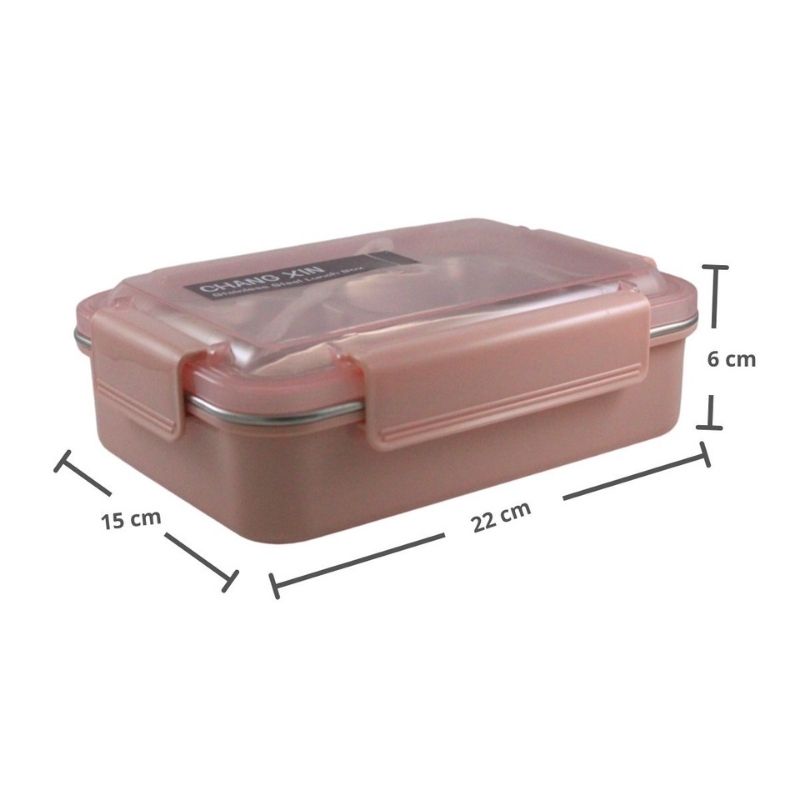 Lunch Box, Fiambrera, Tupper Acero Inox 3 Compartimentos, LBP, Contenedor Alimentos, 22cm (8.6in) -Rosa