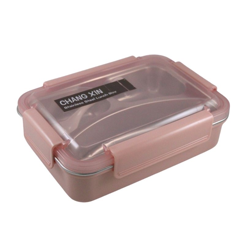 Lunch Box, Fiambrera, Tupper Acero Inox 3 Compartimentos, LBP, Contenedor Alimentos, 22cm (8.6in) -Rosa