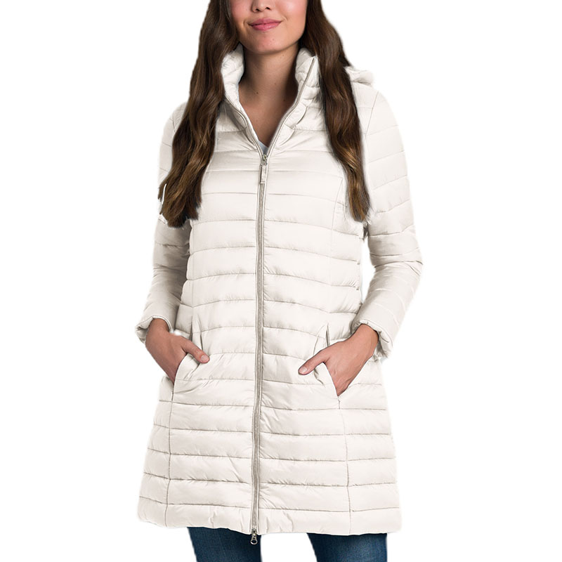 Chamarra Acolchada Ligera con capucha Resistente al Agua y al Viento plegable para dama