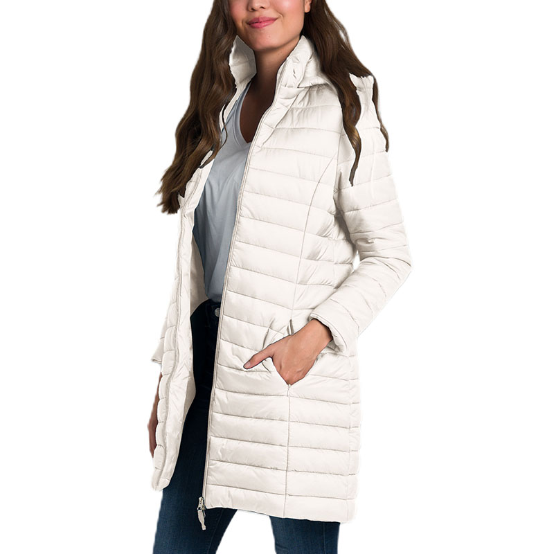 Chamarra Acolchada Ligera con capucha Resistente al Agua y al Viento plegable para dama