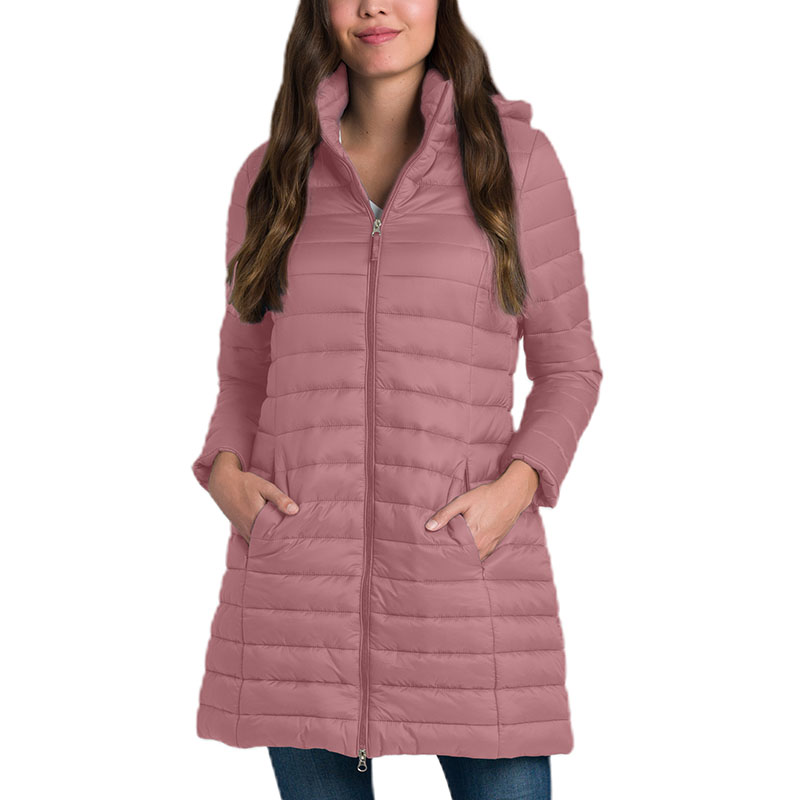 Chamarra Acolchada Ligera con capucha Resistente al Agua y al Viento plegable para dama