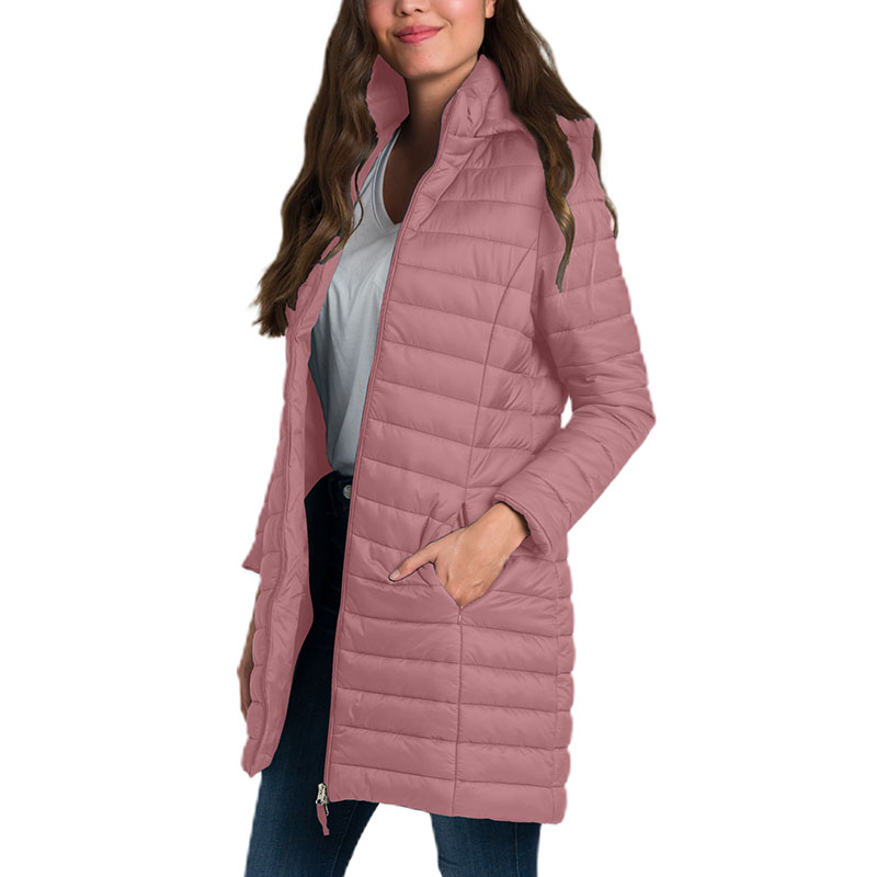 Chamarra Acolchada Ligera con capucha Resistente al Agua y al Viento plegable para dama