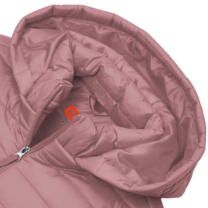 Chamarra Acolchada Ligera con capucha Resistente al Agua y al Viento plegable para dama