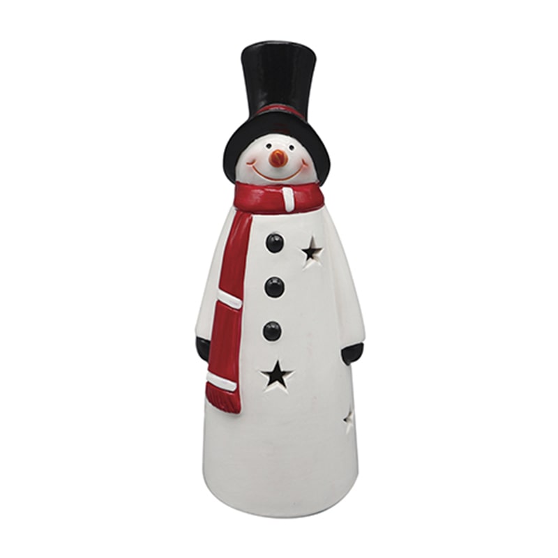 Muñeco de nieve de ceramica con luz led Kyuden Home 20 cm