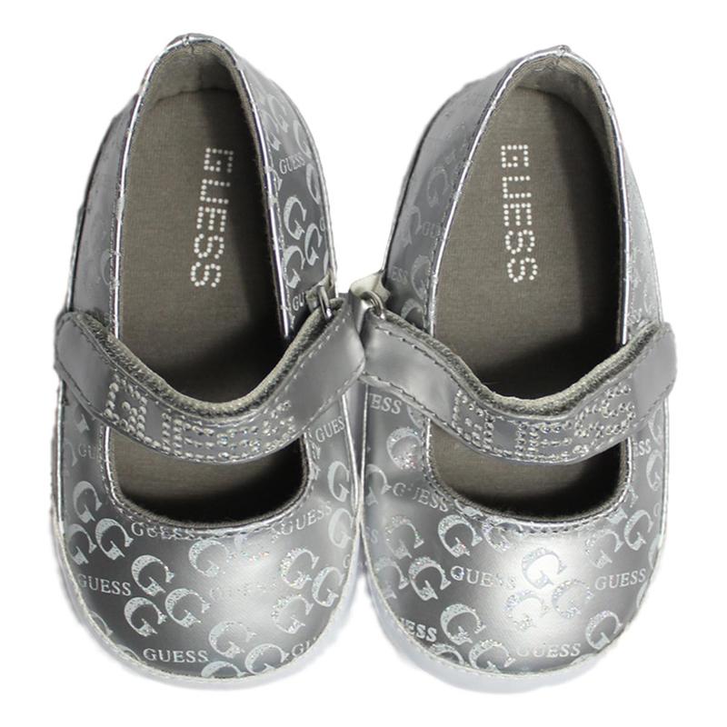 Flats Guess Para Bebé Color Plata Con Grabado En Glitter