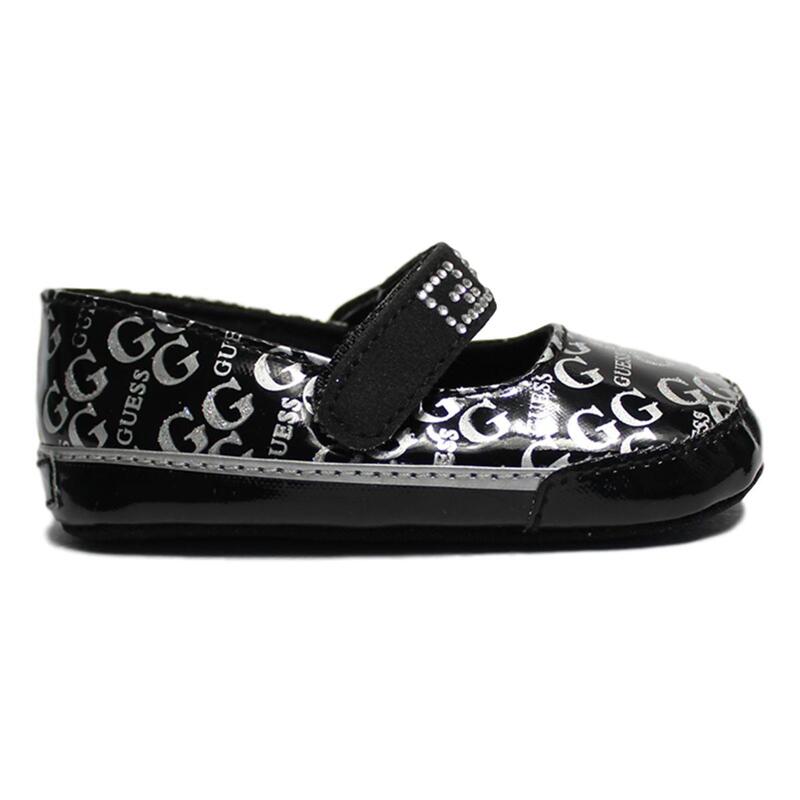 Flats Guess Para Bebé Color Negro Con Grabado En Glitter