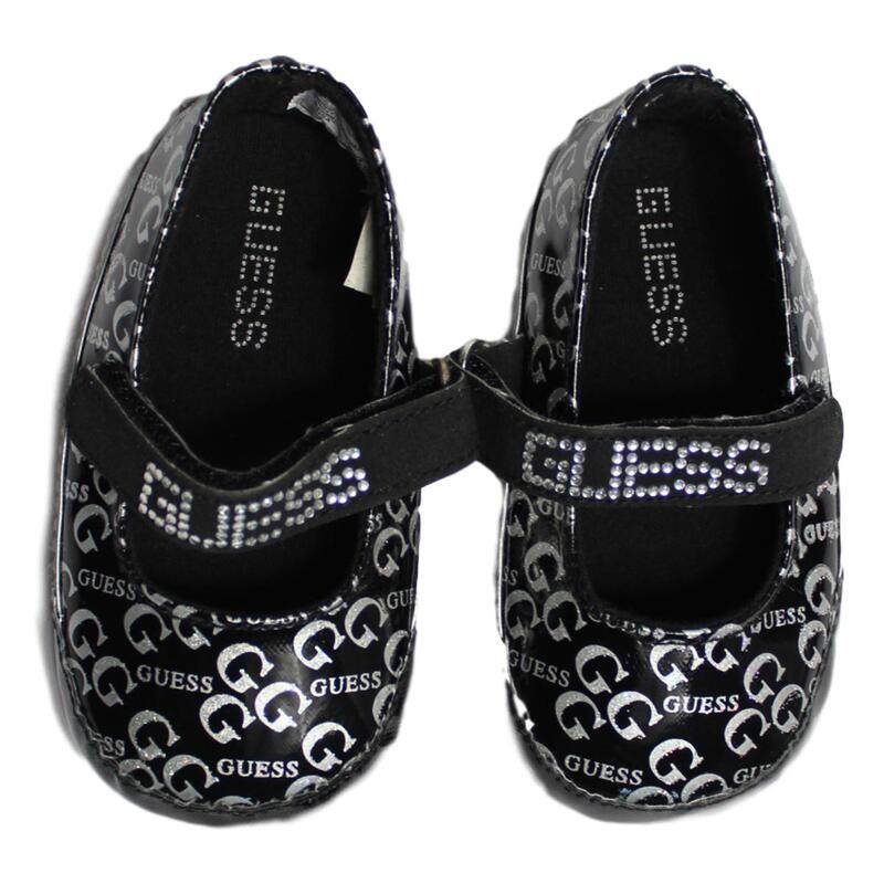 Flats Guess Para Bebé Color Negro Con Grabado En Glitter