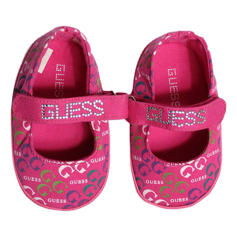 Flats Guess Para Bebé Color Rosa Con Estampado De Colores