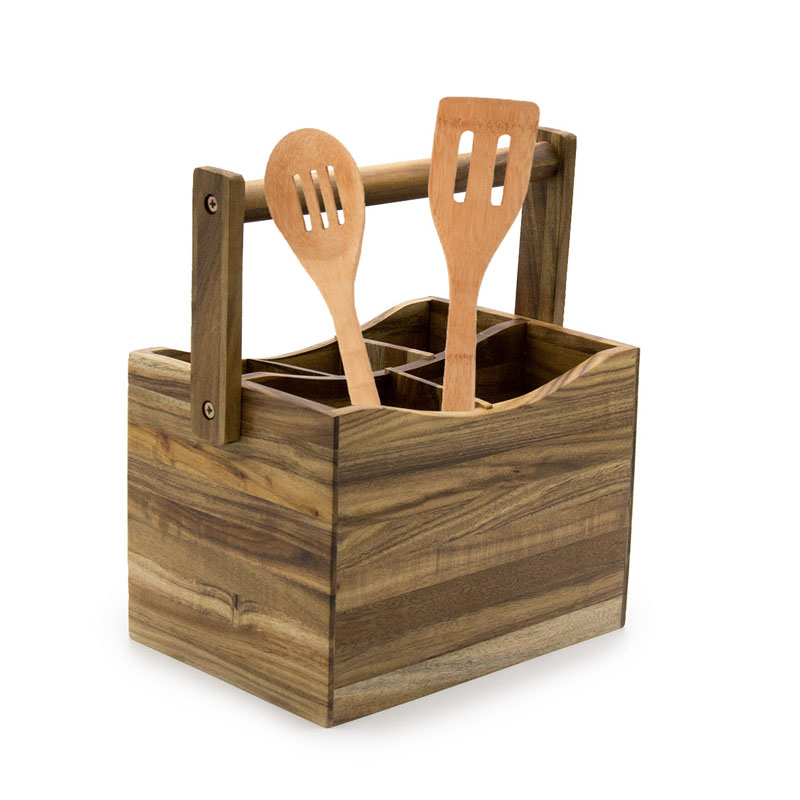 Porta Cubiertos De Madera Natural Acacia | Sw-04 