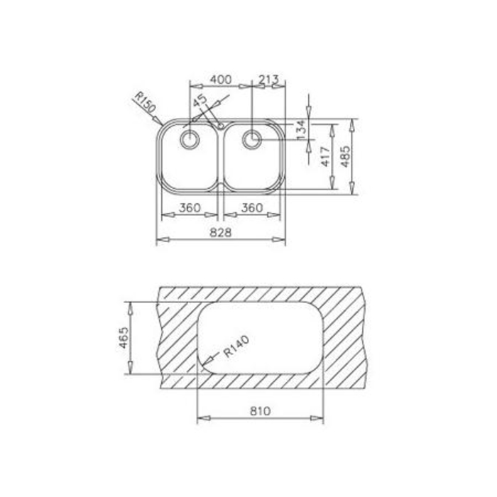 Tarja Empotrable Teka STYLO 2C Doble Tina 83 cm.
