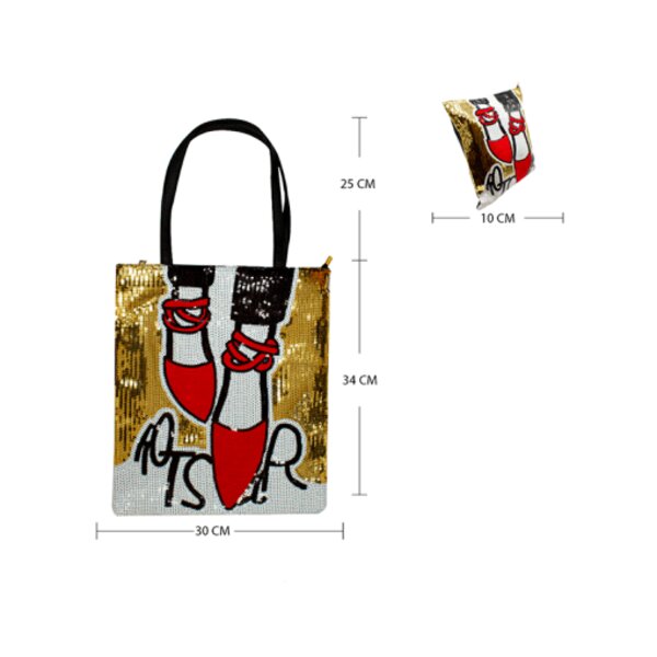 Bolso Dorado Diseño de Zapatillas con Lentejuelas