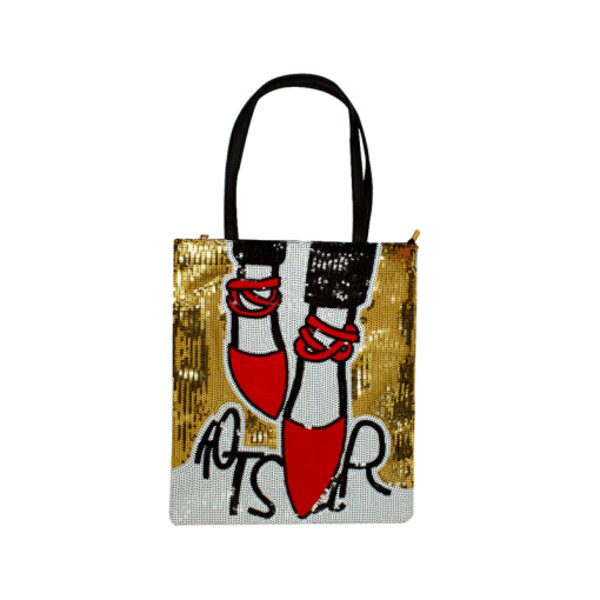 Bolso Dorado Diseño de Zapatillas con Lentejuelas