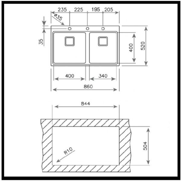 Tarja Doble Empotrar / Integracion Teka ZENIT RS15 2B 86 86 Cm