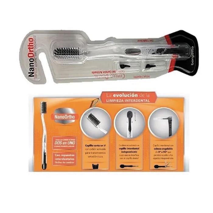 Cepillo Dental Con Carbon Activado con Cepillos Interdentales Borgatta ortodoncia Brackets