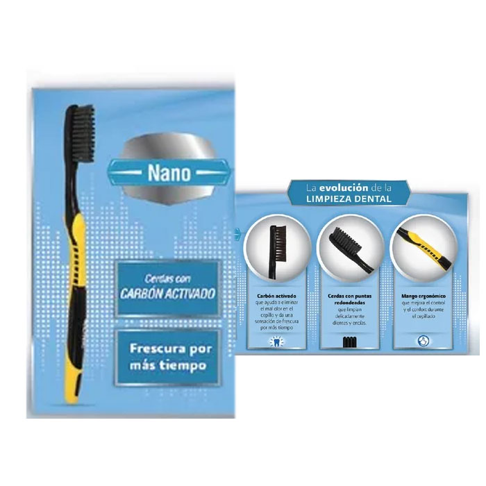 12 Cepillos Dental Nano, Con Carbon Activado borgatta