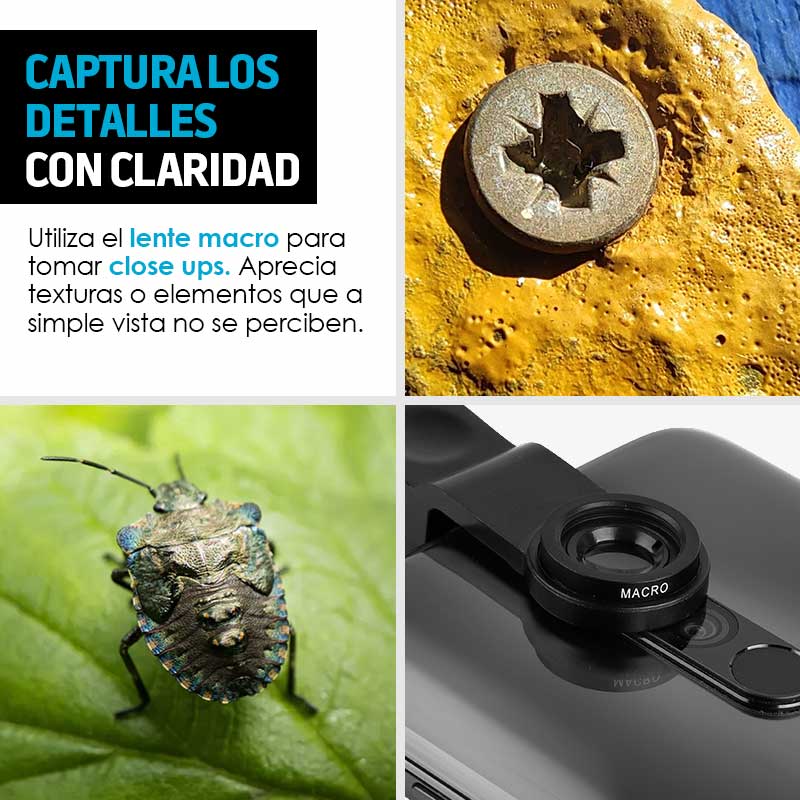 Lentes para Celular 3 Pz Universal Fisheye Macro Wide Redlemon