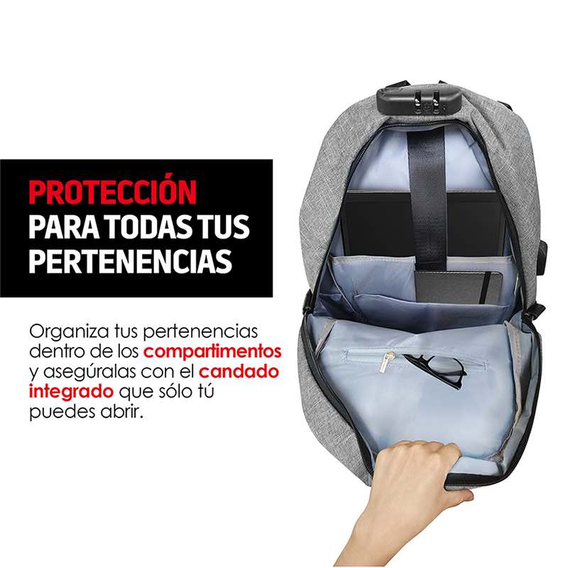 Mochila Antirrobo Ejecutiva para Laptop Con Candado Redlemon