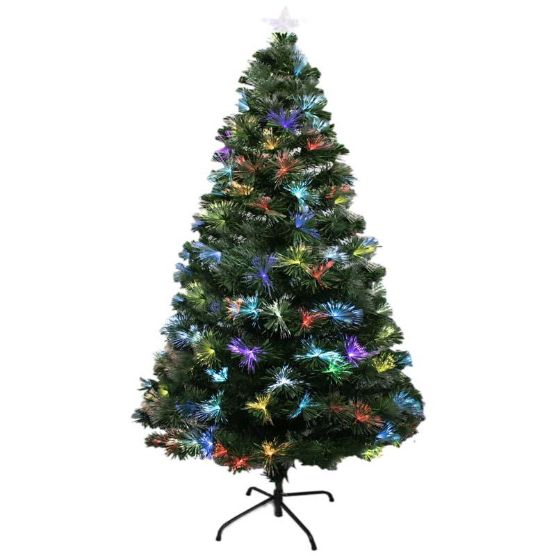 Arbol Pino Luminoso de Fibra Optica de 210cm Base Metalica