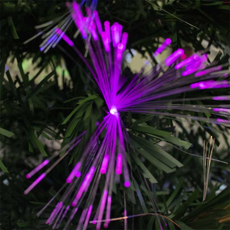 Arbol Pino Luminoso de Fibra Optica de 210cm Base Metalica