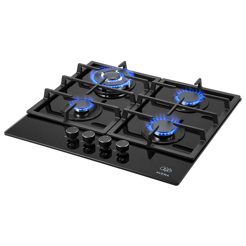 AVERA Parrilla de Gas para Empotrar Vidrio Templado con 4 Quemadores HEV4