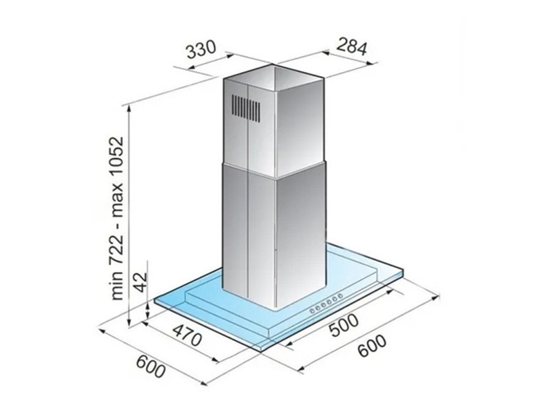Campana Cocina Isla IHD Isola Miami 60 Cm Acero Inox Y Cristal Plano
