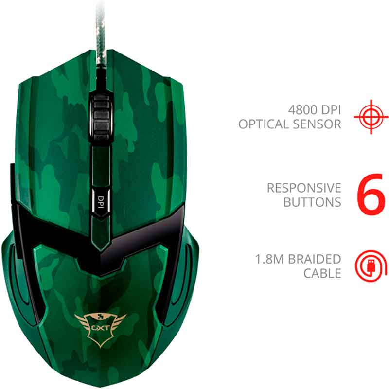 Mouse Gamer TRUST GXT 101C GAV 4800DPI 6 Botones