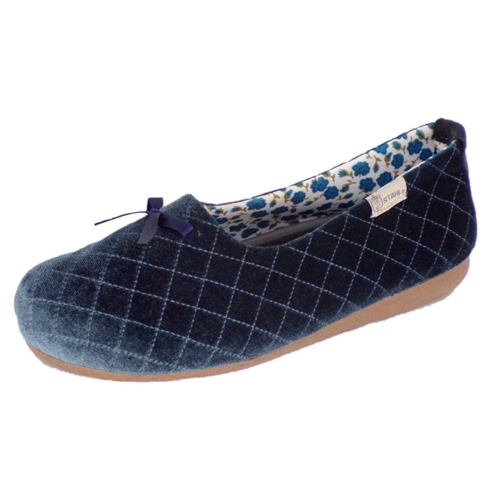 Stahl - Pantuflas para mujer textil y espuma de memoria E-1824  Azul Tallas del 22 al 27.