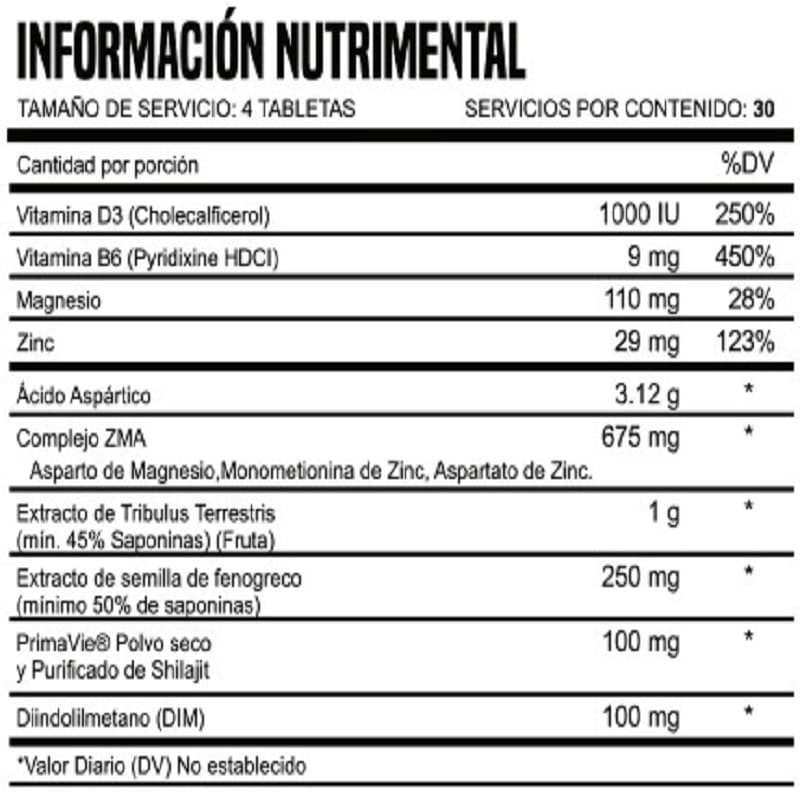 PRE ENTRENO Y Precursor de Testosterona 120 Tabs