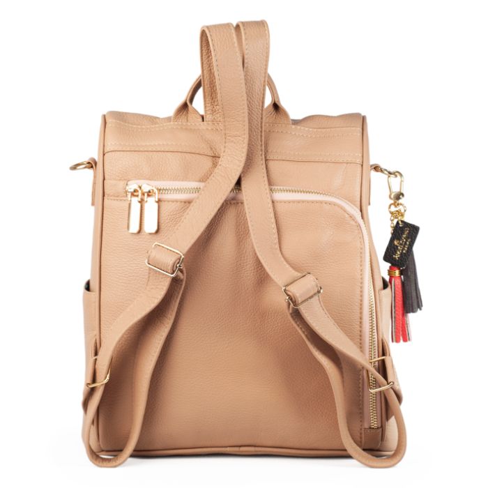 Mochila de Piel Vacuna Bordado Artesanal para Dama Maria Maquillaje