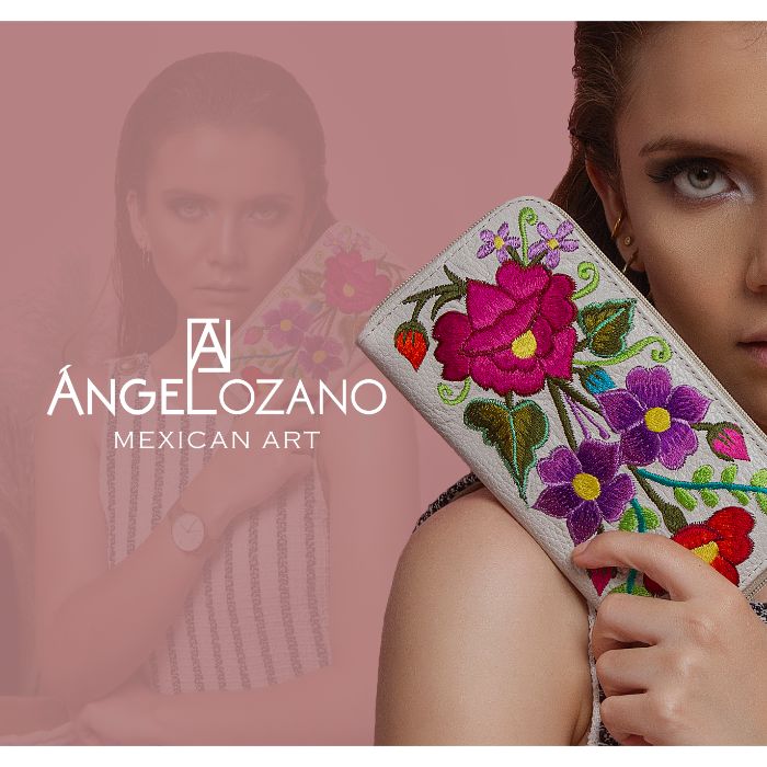 Mochila de Piel Vacuna Bordado Artesanal para Dama Maria Maquillaje