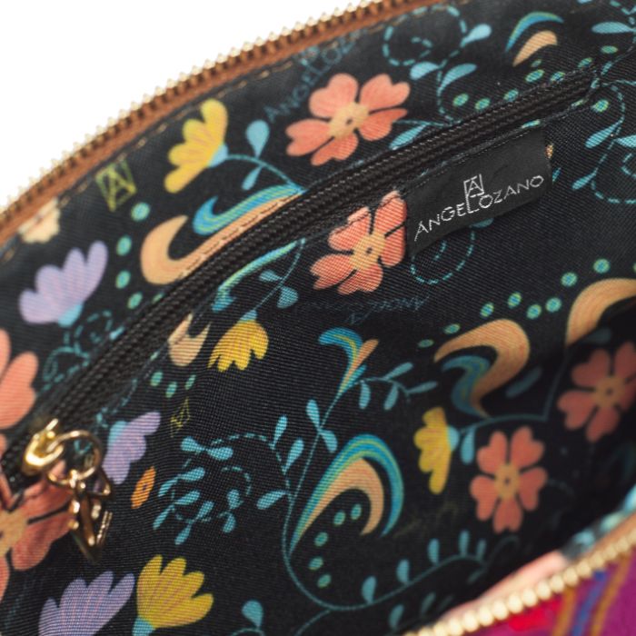 Bolso de Piel Bordado Rombos Jazmin Rosa