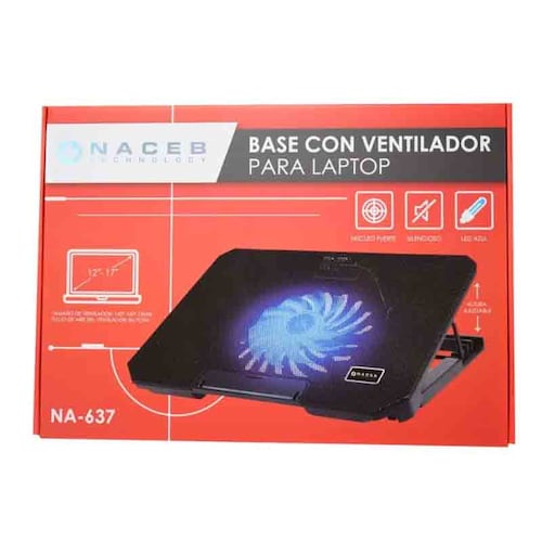 BASE ENFRIADORA NACEB USB 2.0 1 VENTILADOR NEGRO NA-637