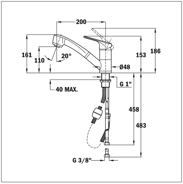 Mezcladora Monomando Extraíble Teka MT PLUS (MTP 978) 16 Cm.