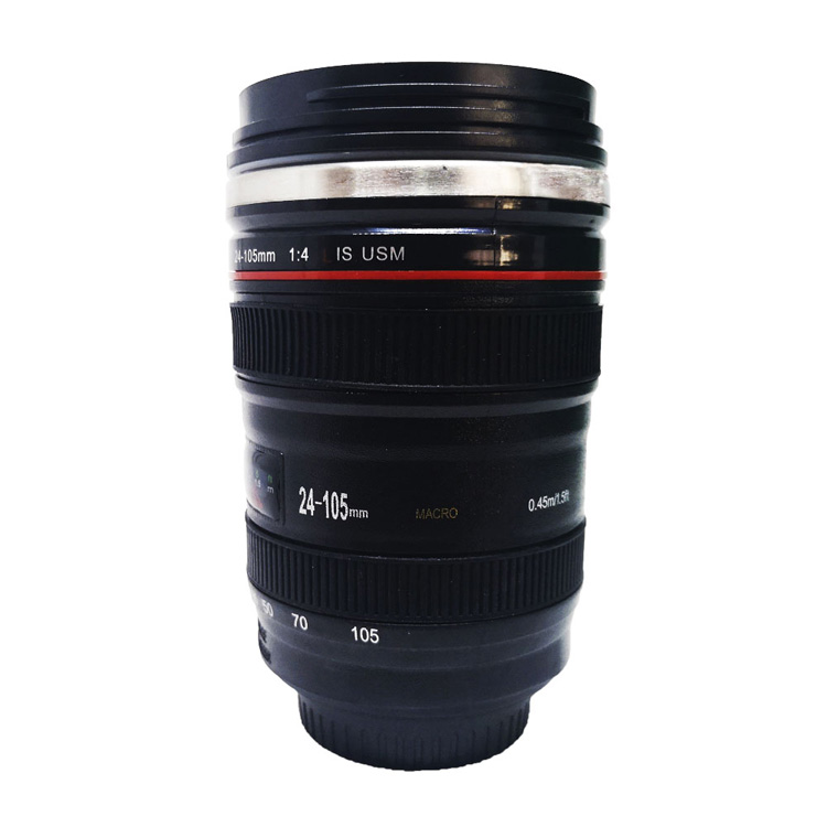 FASHION ELECTRONICS Termo Taza  en Forma de Lente de Cámara de Acero Inoxidable, con Tapa Hermética Antiderrames, Mantiene la Temperatura Hasta por 3 Horas, Capacidad de 350 ml. Ideal para Regalar