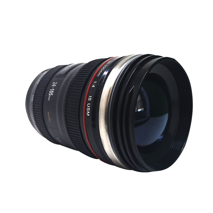 FASHION ELECTRONICS Termo Taza  en Forma de Lente de Cámara de Acero Inoxidable, con Tapa Hermética Antiderrames, Mantiene la Temperatura Hasta por 3 Horas, Capacidad de 350 ml. Ideal para Regalar