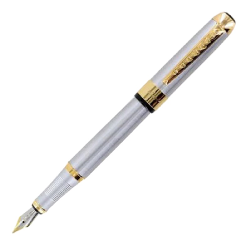 Pluma Fuente Marca Jinhao Modelo 250 - Acero Con Dorado