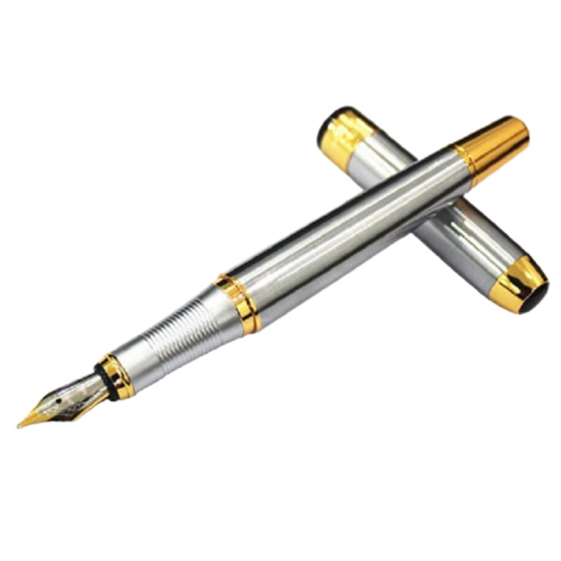 Pluma Fuente Marca Jinhao Modelo 250 - Acero Con Dorado