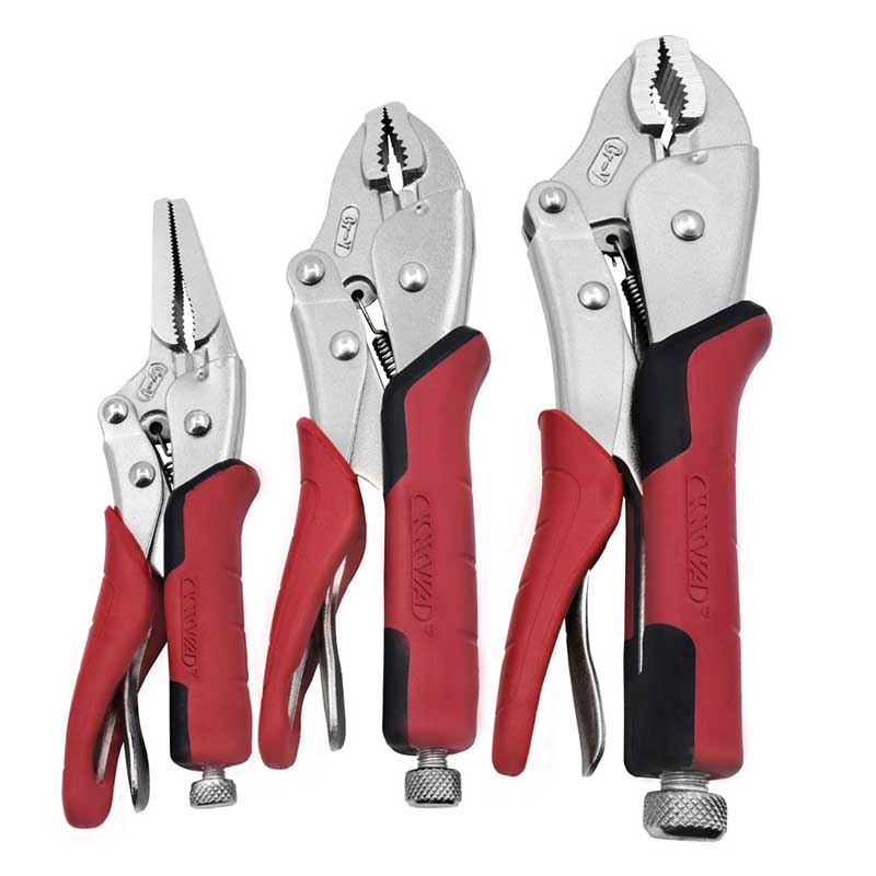 Knova Pinzas de presión 3 piezas puntas combinadas larga 6 1/2" curvas 7" y 10" Bloqueo instantáneo y palanca de liberación rápida Mangos ergonómicos antideslizantes