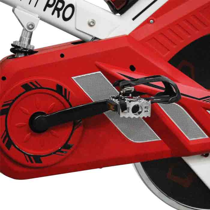 Bicicleta Spinning Uso Rudo 18 kilos Banda profesional con agarres de frecuencia Blanco