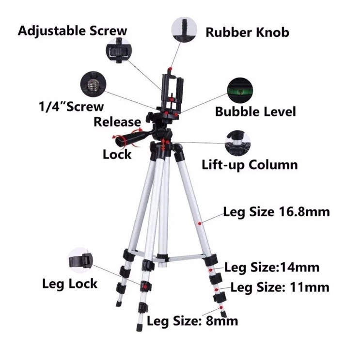 Tripie 1.30m Con Soporte Celular Camara Base Universal Video