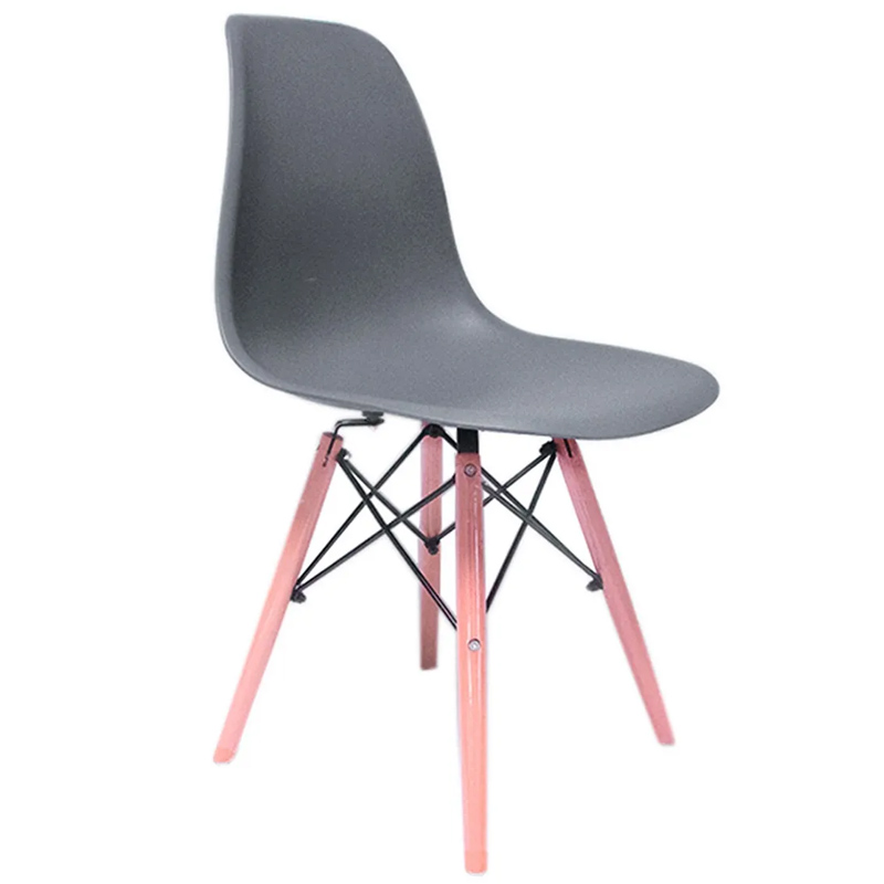 Silla Comedor Estilo Eames Gris Madera Acero Exterior