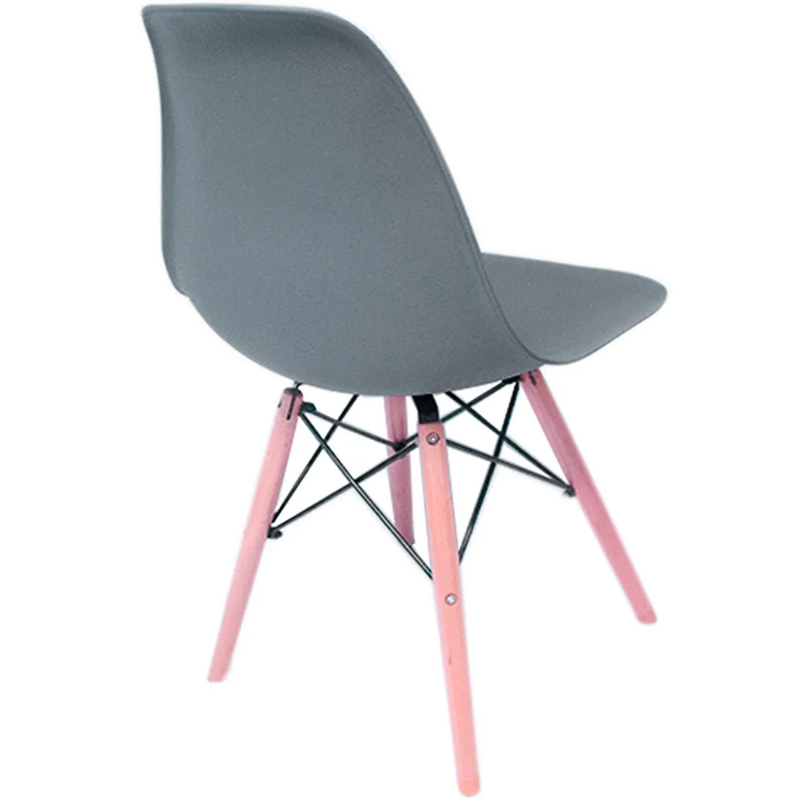 Silla Comedor Estilo Eames Gris Madera Acero Exterior