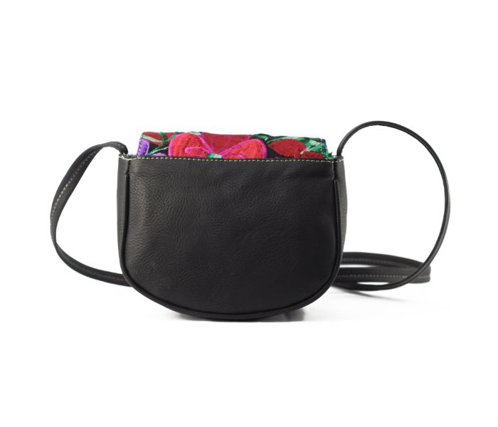 Bolso de Piel Sintetica Bordado Artesanal para Dama Angy Negro