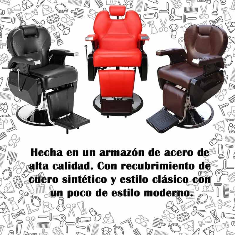 Sillon Barbero Peluqueria Silla Barberia Roja Estetica Rudo