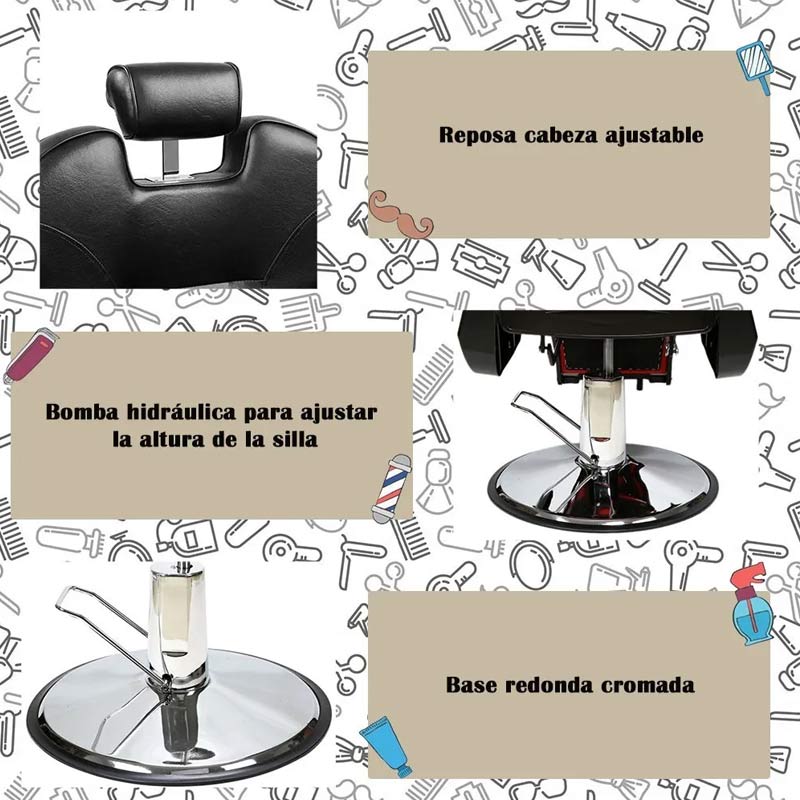 Sillon Barbero Peluqueria Silla Barberia Roja Estetica Rudo