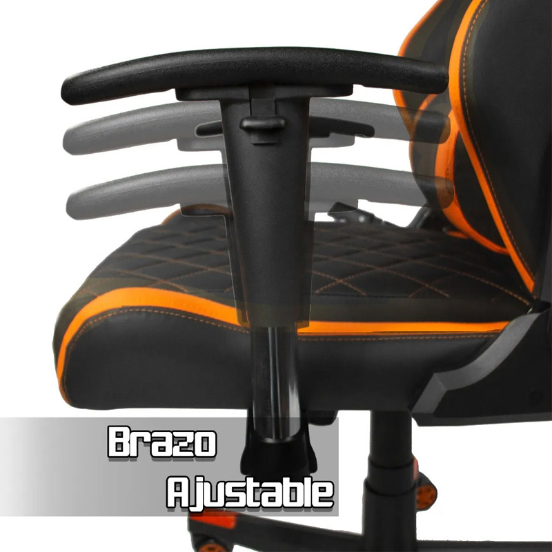 Silla Gamer Ergonomica Reclinable Cojines Desmontables Cuadriculada Naranja