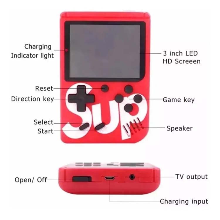 Mini Consola Retro Portátil Sup 500 Juegos Nintendo+control Rojo